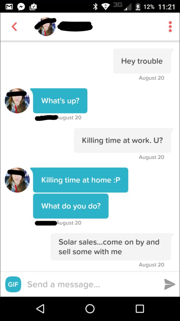How to message on Tinder - example of the opener and early vibing and flirting on Tinder.