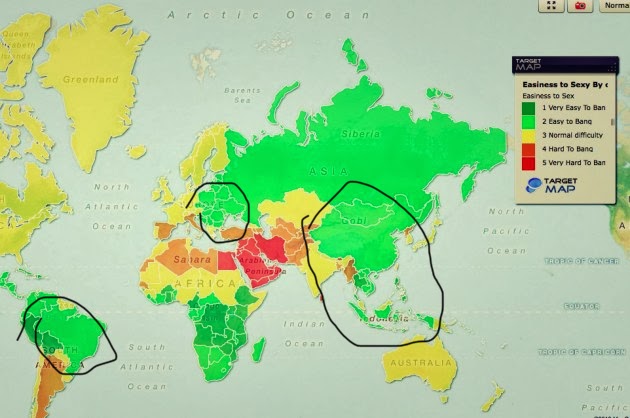 What's the easiest place to get laid in the world? South America, Eastern Europe, and Southeast Asia.