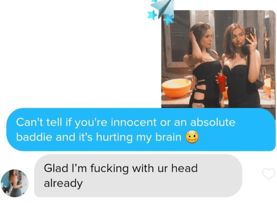 innocent or baddie tinder pickup line